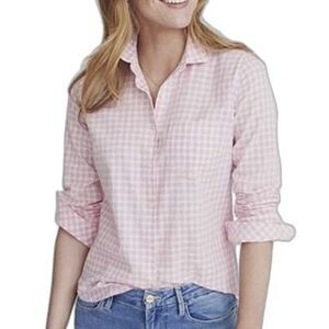Untuckit | Womans Calina Plaid Gingham Button Down Pink white Shirt Size 8